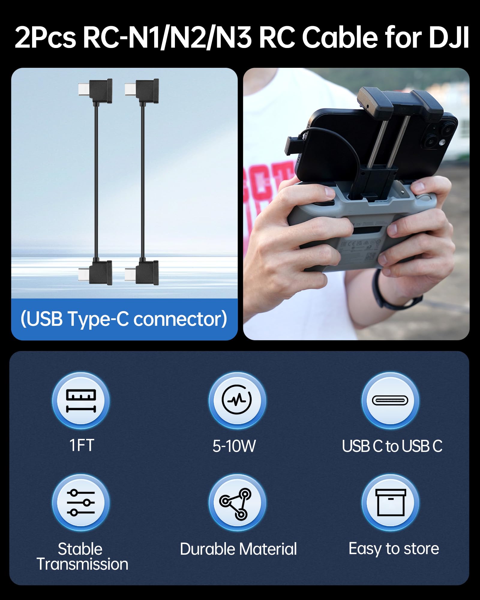 Lktop ???????? Rc N1/N2/N3 Rc Cable For Dji Rc N3/N2/N1 Controller, 6.3 In Usb C To Usb C Cable, Usb Type C Connector For Dji Mi